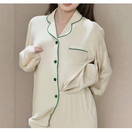 Women's Pajama Set Long Sleeve Pajamas Button Sleep Set Sleepwear Loungewear (AU, Alpha, Medium, Regular, Regular, Style 1)