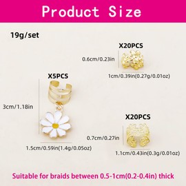 XCSJ Pack of 45 dreadlocks jewellery, adjustable metal cuffs, flower hair accessories for braiding, hair beads for cliping, hair cords for braids, hair accessories dreadlocks for women, girls