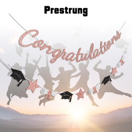 Vofrise Congratulations Banner Rose Gold Graduation Decorations Class of 2025 Prestrung Congrats Grad Banner for Middle School High School College Graduate Party Decorations