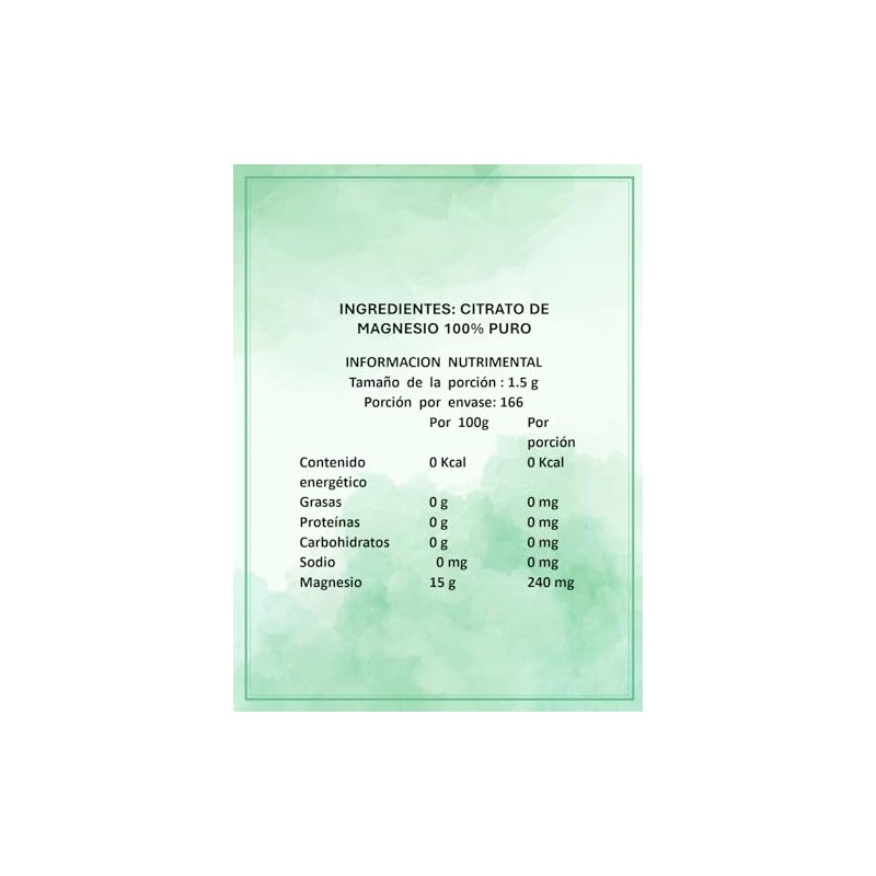 Citrato de Magnesio Natural de 250 G