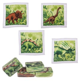 Magic Cotton Towel Magic Cloth Dinosaur Set of 4 for Children 30 x 30 cm Party Bag Gift Idea Children's Birthday Gift Travel 100% Cotton