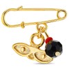 Gold Plated Classic Simulated Azabache St Lucy Charm Brooch Pin