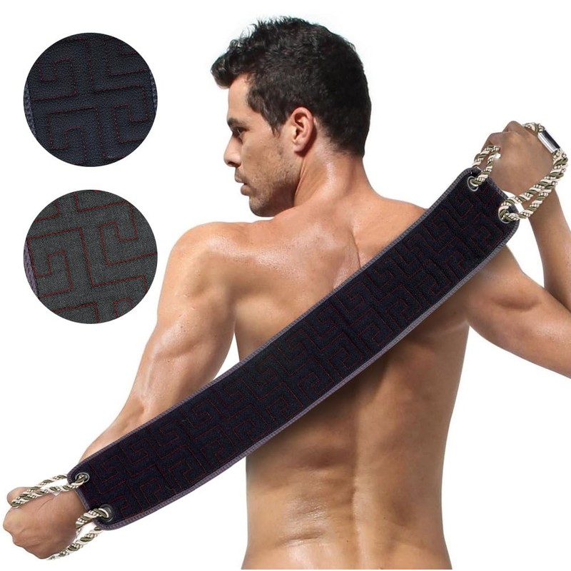 URAQT Exfoliating Back Scrubber for Shower, Back Washer with Handles,