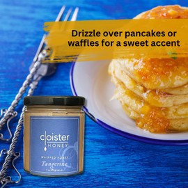 Cloister Honey Whipped Honey - Tangerine (9 oz) | Hand Crafted | Raw Artisan Honey | 100% Pure, Raw & Unfiltered | All Natural | Made in USA |
