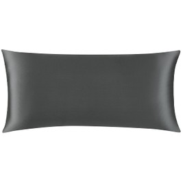 Mellanni Pure Silk Pillowcase Body Size - Perfect for Hair and Skin, Preventing Wrinkles - Easy Care - Naturally Cooling Silk Pillow Cover with Hidden Zipper (Body 20" x 54", Dark Gray)