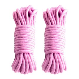Fayemint Pack of 2 Soft Cotton Rope, Pink, Cord Cotton Rope, Thick Soft Cotton Rope, 10 m / Piece, for Camping, Wartrain, Outdoor, Garden (Pink)