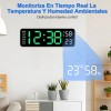 Reloj De Pared Digital Con Termómetro, Alarmas Y Calendario