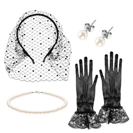 Lurrose Fascinator Veil for Women Mesh Veil Headband Bridal Wedding Veil Headband Tea Party Headband with Veil for Women