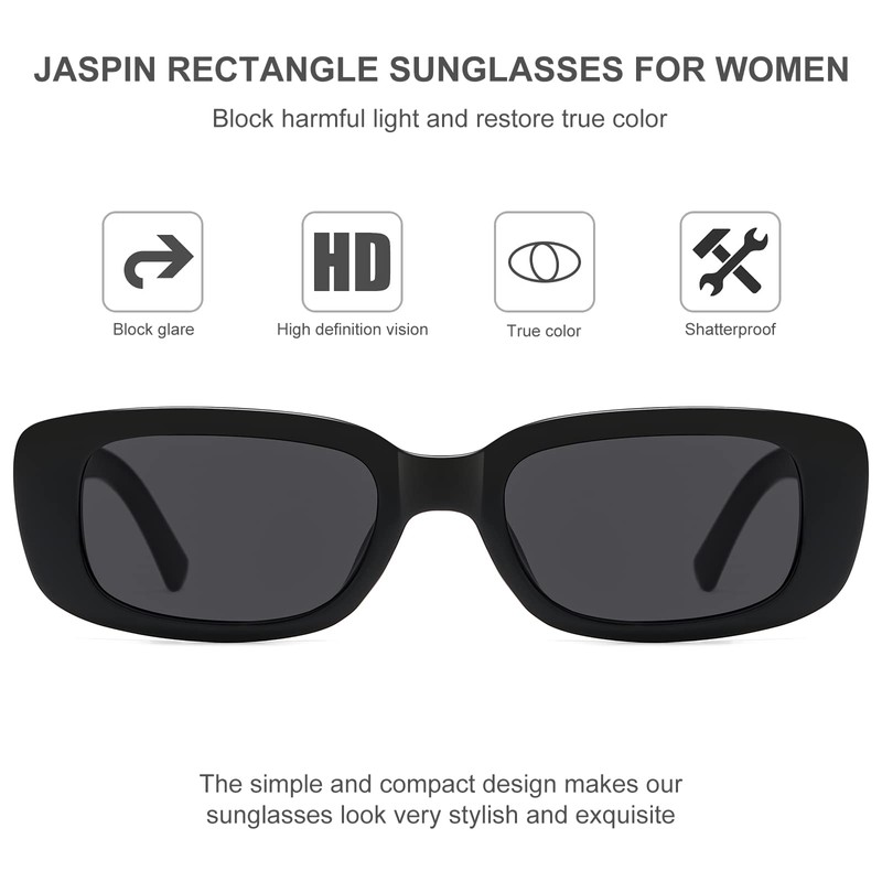 JASPIN Rectangle Sunglasses for Women Men Trendy Y2k Retro 90s