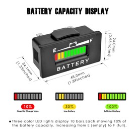 Taikemeti LED Battery Capacity Meter,Battery Charge & Discharge Display,Monitoring The Residual Power of The Equipment,Suitable for Lead-Acid Battery-Driven Rv Forklift Golf Cart Lawn Mower. (36V)