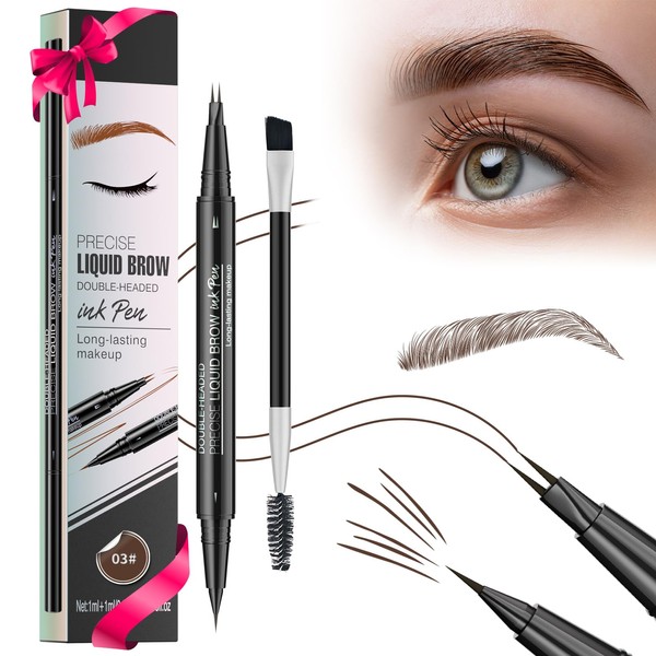 Eyebrow Pen,2-in-1 Waterproof Eyebrow Pencil with 4 Tip Microblading Brow