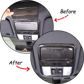 Soft 3D Real Carbon Fiber Car Inner Front Reading Light Cover Decoration Stickers Trim Decor Trim Kit Compatible for Honda Pilot 2015 2016 2017 2018 2019 Interior Decoration Accessories (Black)