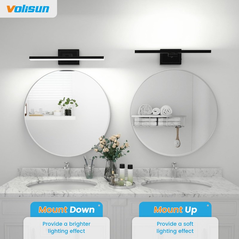 VOLISUN Modern Bathroom Vanity Light 24 inch, Rotatable, 14W Dimmable
