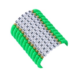 12Pcs Polymer Clay Stackable Friendship Bracelets Colorful Multilayer Heishi Surfer Clay Gold Beaded Cheer Stretch Bracelets for Women Men Game Day Jewelry Team Gifts (Green)