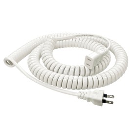 F-Factory 電源用カールコード 業務用カールコード（最大3m伸縮）ホワイト/FE-EPC-CCE1-W30