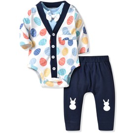 Aalizzwell Newborn Baby Boys First Easter Clothes 1st Bunny Clothing Rabbit Outfit NB White