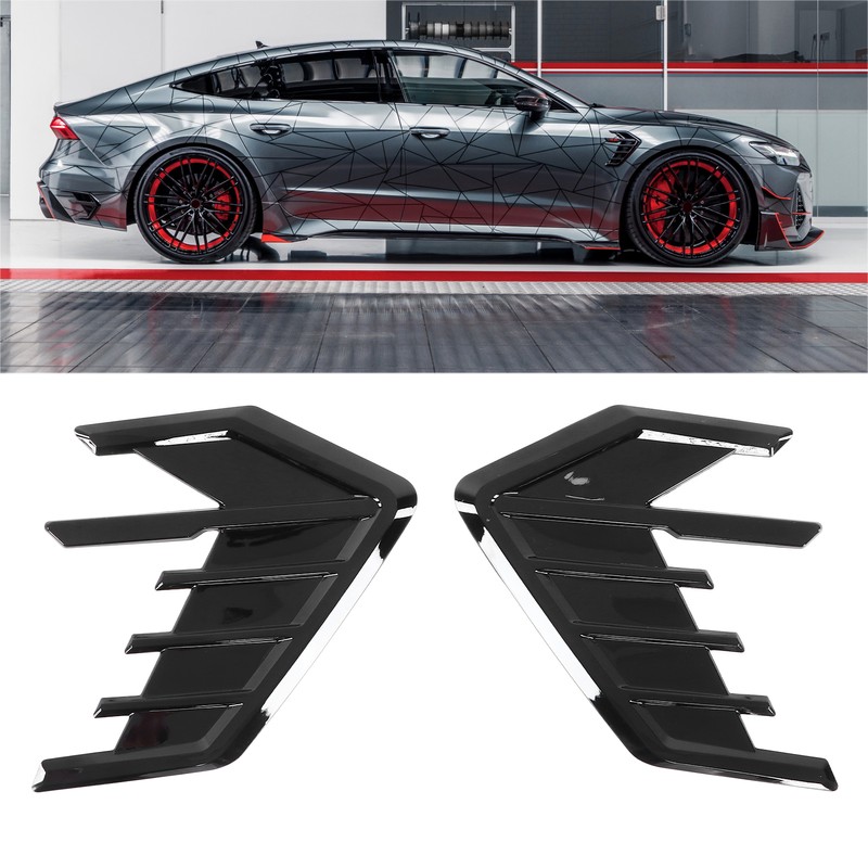 2Pcs/Set Car Side Cover Air Vent Trim Glossy Black Rubber