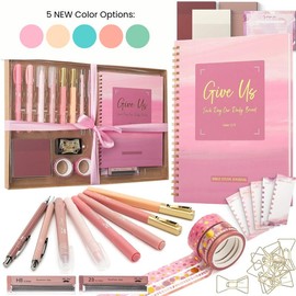 Mr. Pen Bible Journaling Kit - 5 Color Themes, No Bleed Bible Highlighters, Pens, Scripture-Inscribed Study Journal, Versatile Writing Instruments, Stationery Set, Birthday Gift, Back to School Supplies Notebook Pastel Markers:_Sunset Blush