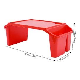 4 Pcs Kids Lap Desk Trays, Plastic Breakfast Laptop Trays with Side Pockets and Phone Slots, Portable Lap Bed Table, Breakfast Trays Serving Tray for Classroom Writing Eating (21.65 * 11.8 * 8.46in)