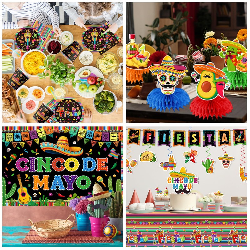 Cinco De Mayo Decorations - 203Pcs Fiesta Party Supplies Include