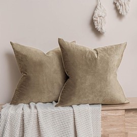 JUSPURBET Stone Velvet Throw Pillow Covers 16x16 Inches Set of 2 with Zipper Decorative Soft Solid Pillow Covers for Couch Bed Sofa