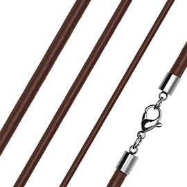 Genuine Cowhide Leather Necklace with Carabiner in Stainless Steel for Pendants, Leather
