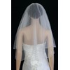 Bridal Veil Diamond (Off) White 2 Tiers Elbow Length Edge
