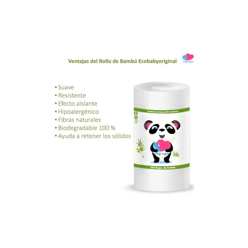 Rollo De Bambú 100 Hojas Ecobabyoriginal Pañal Ecológico