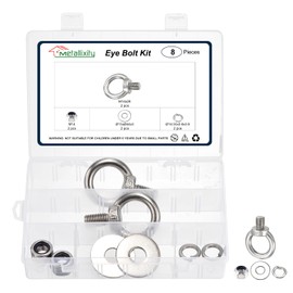 METALLIXITY Shoulder Eye Bolt with Spring Washers & Flat Washers & Lock Nuts (M14x26mm) 2Set, 304 Stainless Steel Machinery Lifting Ring Threaded Eye Bolt - for Load Hoisting, Silver