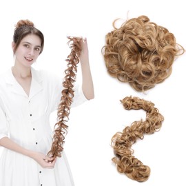 Ponytail Extensions Updo Hairpiece Curly Messy Hair Bun Scrunchies Elastic Chignons (Light Auburn)