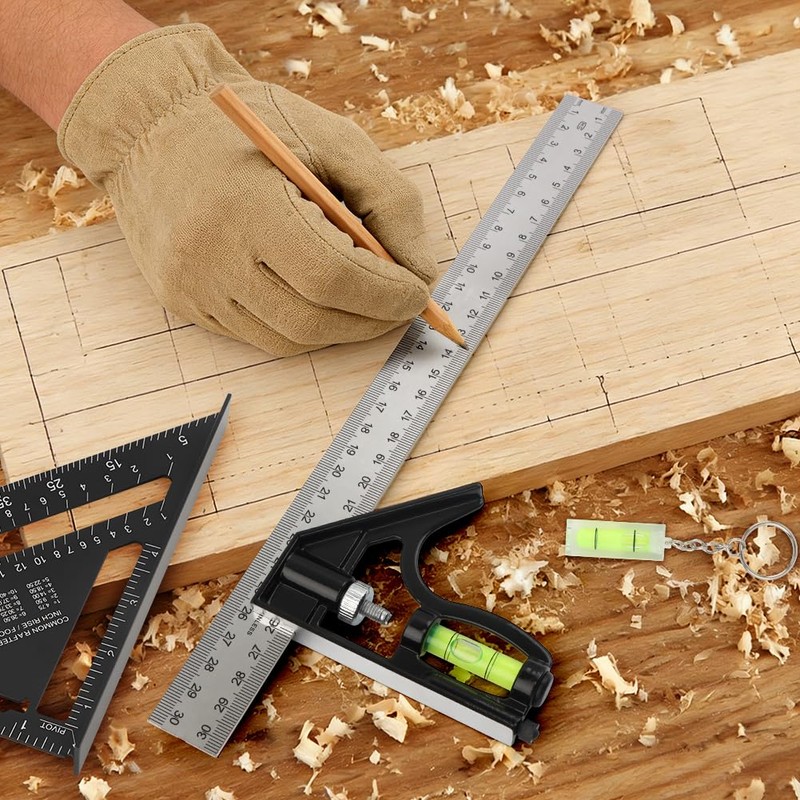 Combination Square Woodworking Ruler 7inch Carpenter Square Wood Working Tools