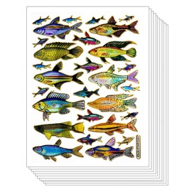 Stickers Pack 10 Sheets Largemouth Bass Fish Cartoon Stickers Craft Scrapbooking Book Album Card Diary Calendars Planner Decoration Art Decal for Kid and Adult (03)