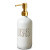 Matte White Glass Dish Soap Dispenser 16Oz with Gold Stainless