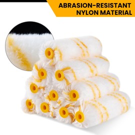 Mister Rui Paint Roller, Nylon Paint Roller, with Length 4 inches (100 mm), Medium Pile 12 mm, Used for Oil and Water Paints, Nylon Roll Cover x 20, Paint Roller Hanger x 1