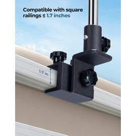 KEMIMOTO Pontoon Boat Mirror Rear View with Telescoping Pole, 10.5“ x 4” Extra Large 360° Adjustable Marine Mirror for Pontoon Rail or Bimini Top, Ski Boats Water Skiing, Pontoon Boat Accessories