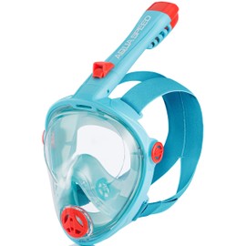 Aqua Speed Diving Mask, Full Face Snorkel Mask, Child, 180° Panorama Diving Mask, Anti-Fog, Snorkeling Mask + Microfibre Cloth, Size S, 09.Turquoise, Spectra 2.0 Kid
