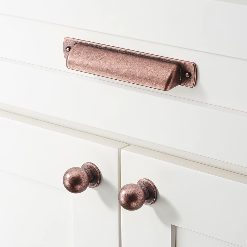 khtumeware 10 Pack 2-1/2"(64mm) Vintage Drawer Pulls Antique Copper Cabinet
