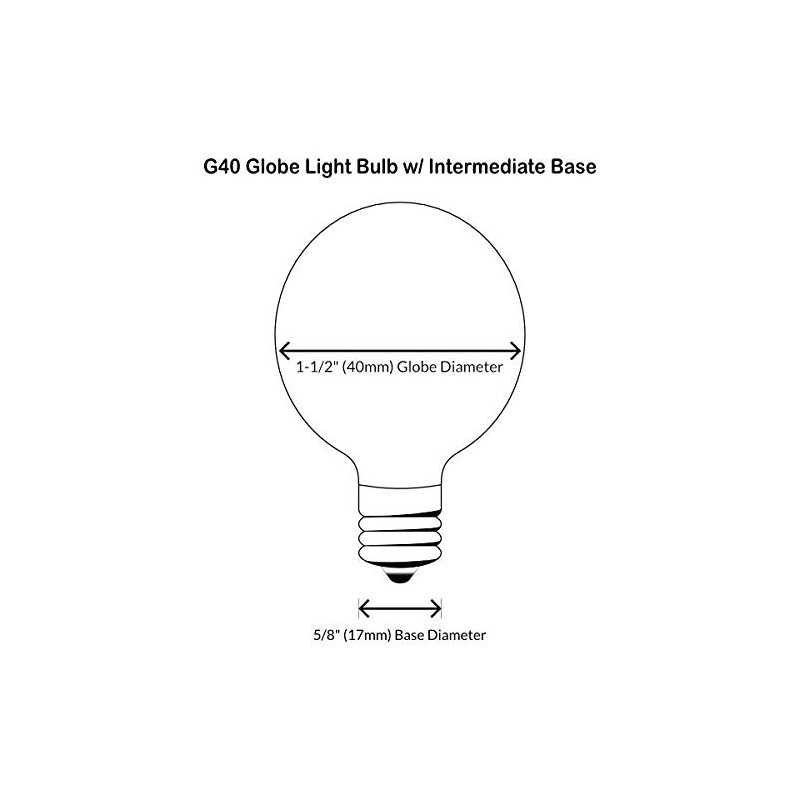 Sival G40 Replacement Globe Light Bulb, E17 Base (Intermediate), Clear,