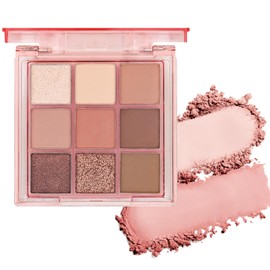 Pink Eyeshadow Palette, Nude Glitter Eye Shadow Pallets, Shimmer Matte Natural Highlighting Face Glitter Make-Up Palettes, Bright Highly Pigmented Sparkly Long-Lasting Blendable Eye Make-Up for Women