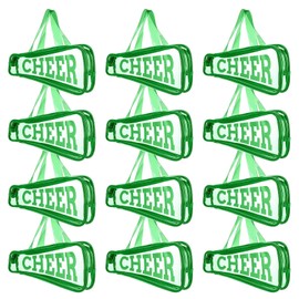 Sunnymove 12Pcs Clear Cheer Bag Bulk Cheer Gift for Team 11 x 5.3" PVC Cheerleading Gift Waterproof Portable Cheerleader Tote Cheerleading Travel Duffel Packet for Teammate Sport Party Supply(Green)