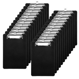 24 Pack Bulk Mini Clipboards, Black A5 Memo Clipboard 5.9x8.8 Inch Plastic Check Presenters for Restaurants School Office Hotel Shopping List