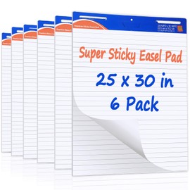 ReliThick 6 Pads Premium Super Sticky Easel Pad, 25 in x 30 in, White, 30 Sheets/Pad, Anchor Chart Paper for Teachers, Lines Flip Chart Paper with Sticky, Large Self Stick Flip Chart Paper (Blue)
