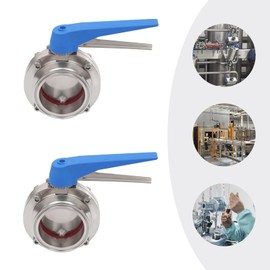 2 Pack Butterfly Valves 3 Inch Industry Butterfly Valve with Blue Trigger Handle for Controlling Media Flow (3 inch)