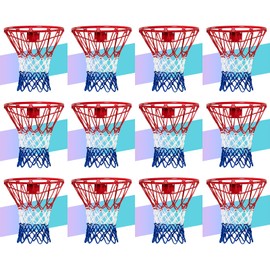NEIJIANG Basketball Net Replacement, 2024 Upgrade Thick Professional Basketball Nets Heavy Duty Outdoor, All Weather Anti Whip Color Never Fade -12 Loops (Red White Blue)
