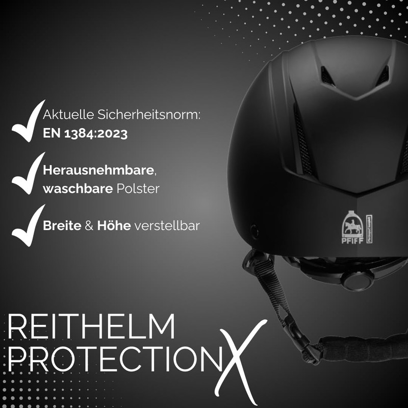PFIFF ProtectionX Unisex Youth Riding Helmet, Black, S