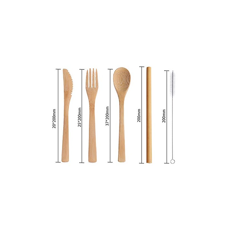 Caravian Juego de Cubiertos Portatiles de Bambu Portátil, Juego de