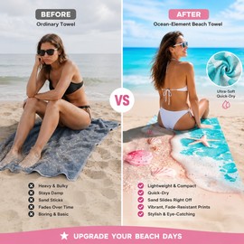 Ocean Beach Towel for Travel & Fitness – Quick-Dry Polyester Towel for Pool, Gym, Yoga & Outdoor Sports
