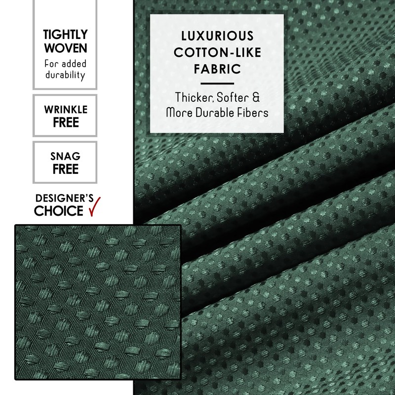 Clara Clark Hunter Green Shower Curtain - Hotel Quality Waffle