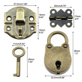 LUORNG Set of 8 Metal DIY Jewellery Box Gift Box Accessory Antique Brass Casp Mini Hinge Bear Head Shaped Padlock Suitable for Jewellery Box Woodworking DIY Handicrafts