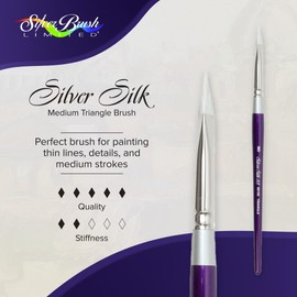 Silver Brush Limited 8815S Silver Silk 88 Triangle Brush for Watercolour, Gouache, and Acrylic Paint, Size MD, Short Handle